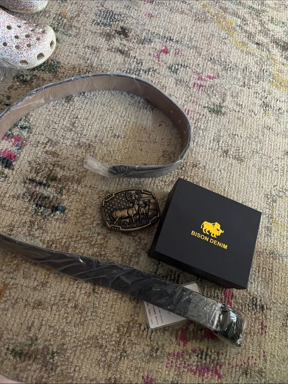 Bison denim belt & buckle